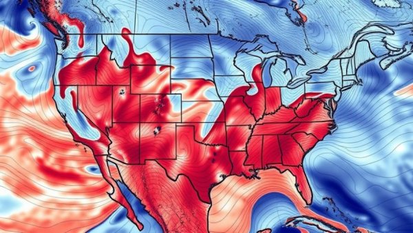 Detailed map showing late spring weather patterns with atmospheric pressure contours.
