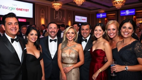 United Way Broward gala with elegantly dressed attendees on red carpet.