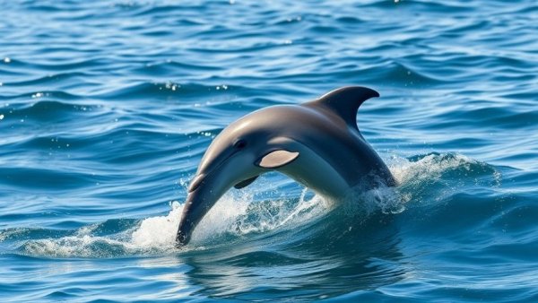 Indo-Pacific humpback dolphin surfacing in ocean water