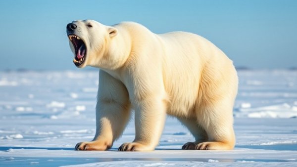 Majestic polar bear on ice demonstrating polar bear encounter tips.