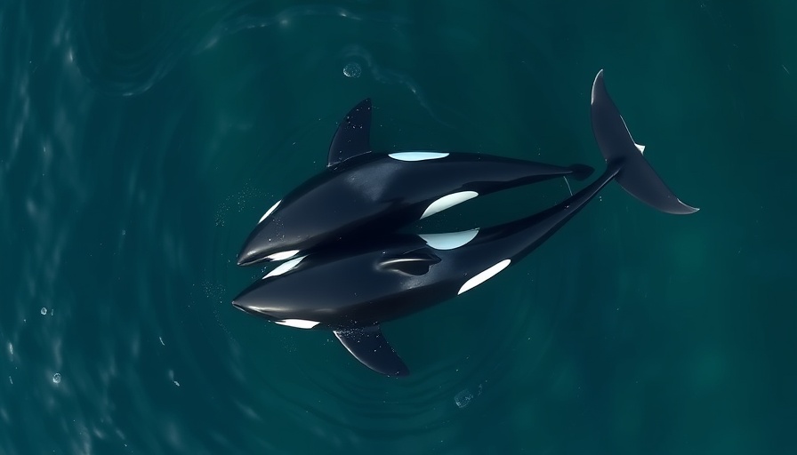 Southern Resident orcas swimming in clear ocean waters.