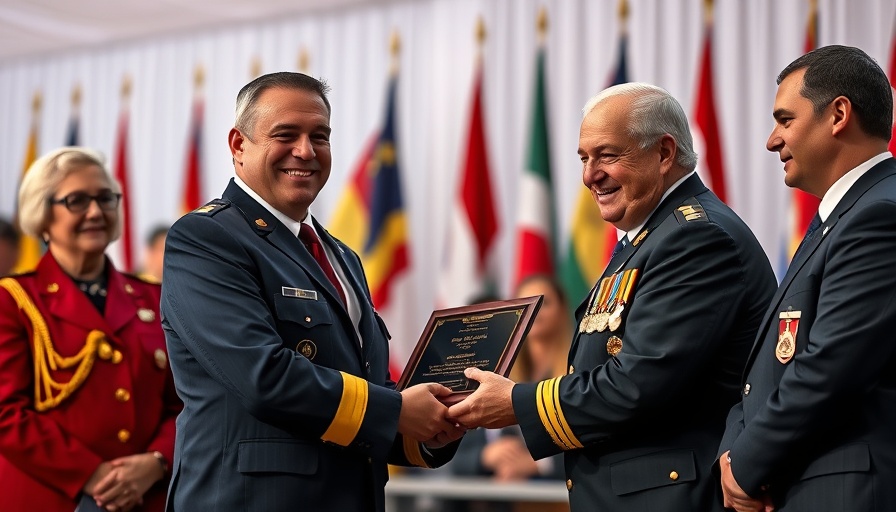Public Safety Officer Medal of Valor award ceremony with smiling officer.