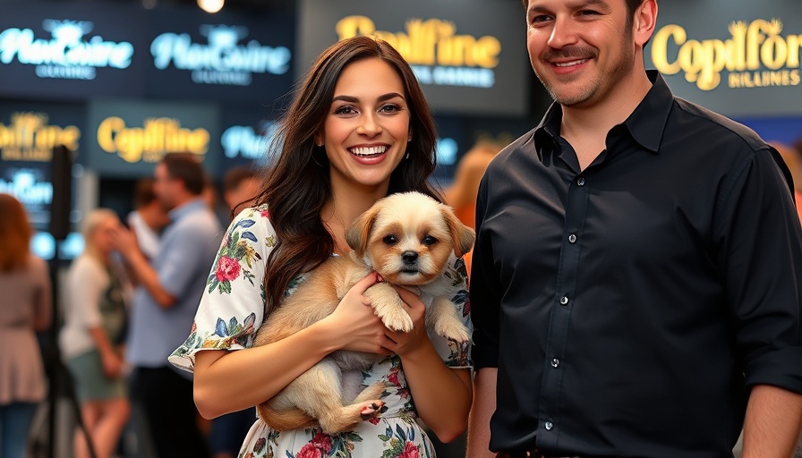 Couple with a dog enjoying the Dog Days of Summer Party event.