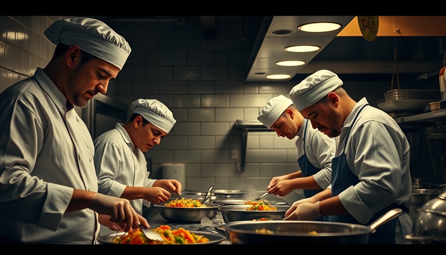 Chefs at work in a bustling New England seafood restaurant kitchen.