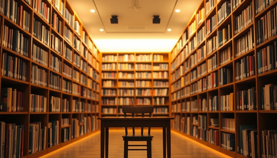 Quiet library interior with bookshelves, desk, and warm lighting, representing Touro Libraries databases.