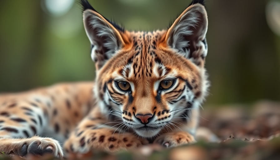 Close-up of lynx in Northumberland, intense gaze, warm natural lighting.