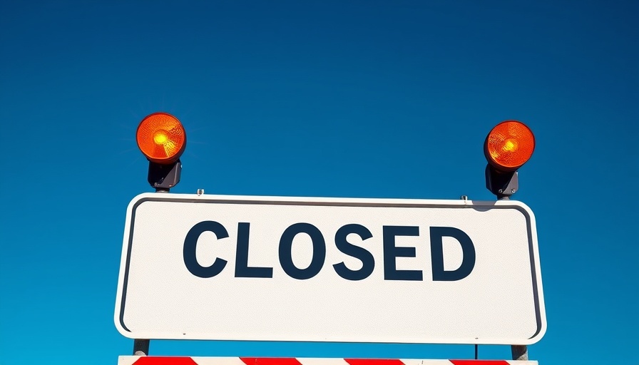 Road closure sign with warning lights under clear sky, Mt Vernon Bridge night closures