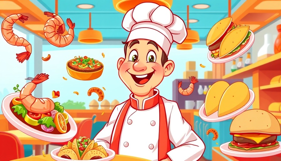 Chef Jackie Carnesi surrounded by vibrant food items in a diner setting.