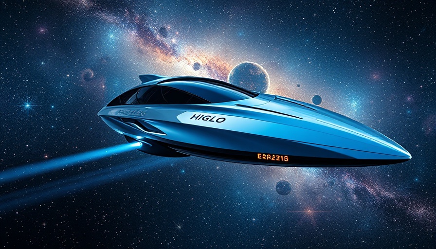 Sleek modern spaceship in a futuristic galaxy setting, representing future of luxury travel.
