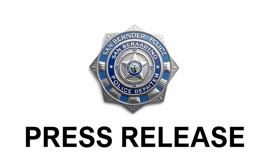 San Bernardino DUI checkpoint press release by San Bernardino PD.