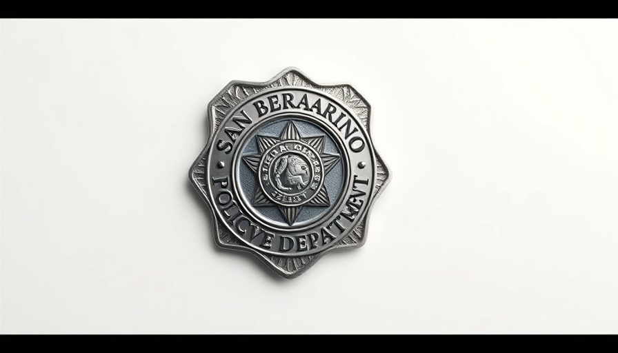 San Bernardino Police badge on white background, DUI Checkpoint San Bernardino press release.