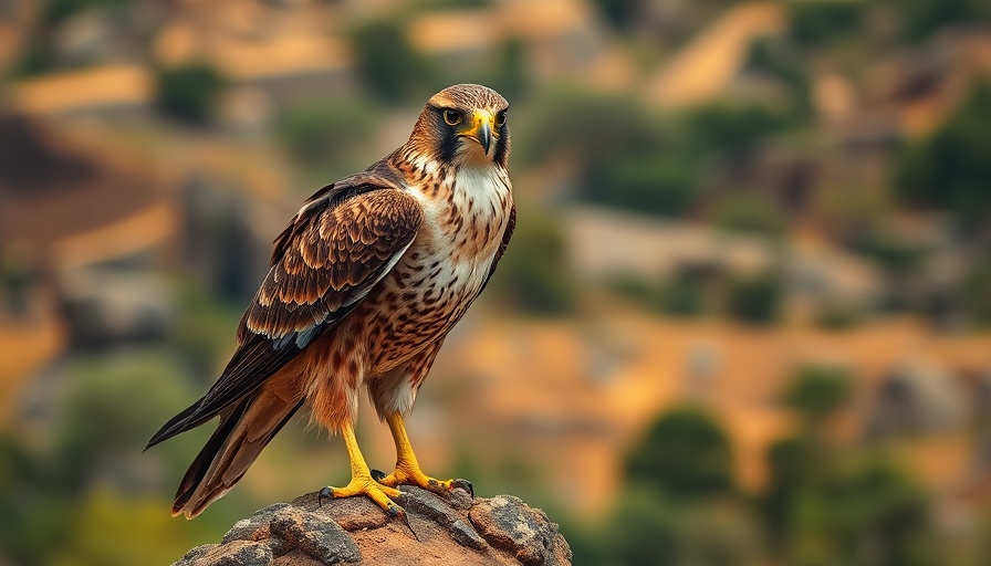 Taita falcon perched in Mozambique wilderness, focused gaze.