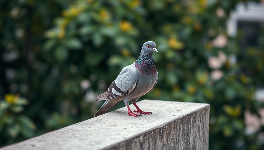 Urban pigeon perched on concrete ledge, urban pigeons management