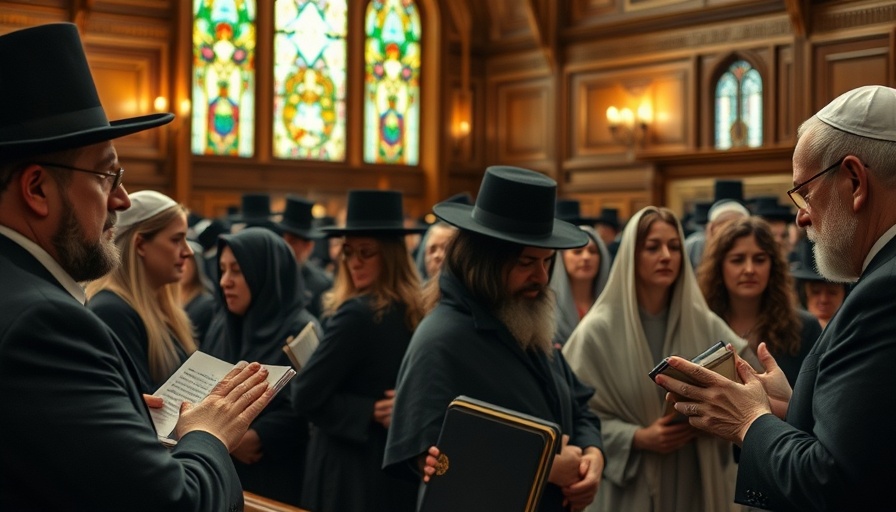 Yom Kippur Atonement ritual in a synagogue with diverse participants.