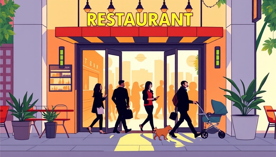 Charming cartoon of a city restaurant, fitting for Best New Restaurants to Eat in October NYC.