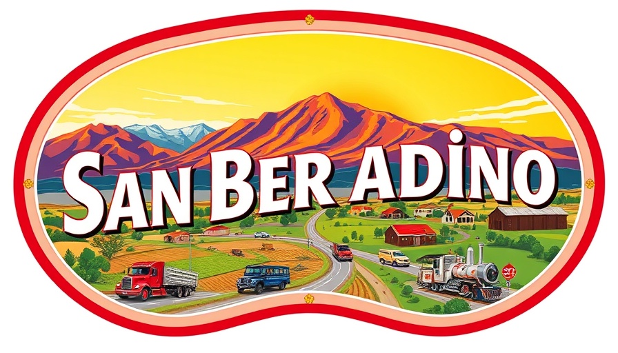 San Bernardino City emblem depicting landscapes and history.