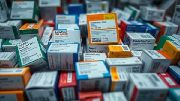 Assorted medication boxes for E-Prescribe for Medspas, detailed labels visible.