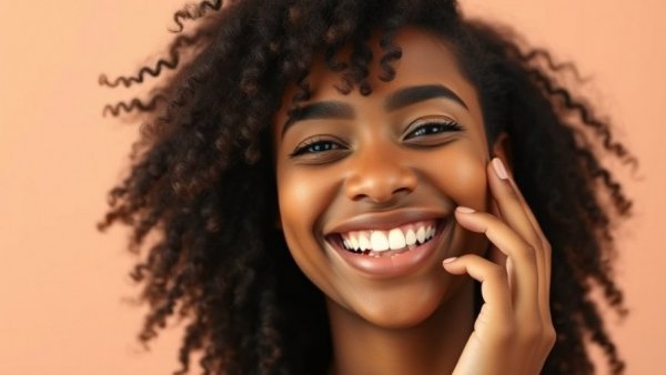 Young woman embracing skin health habits with a joyful smile.