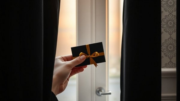 Hand holding a gift card wrapped in velvet, perfect for aesthetic treatments as holiday gifts.