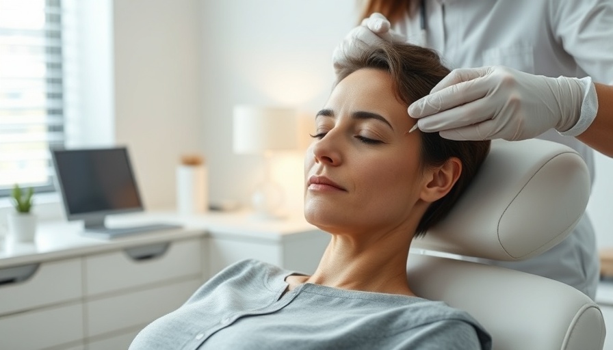 Calm patient receiving Botox migraine treatment in a modern clinic.