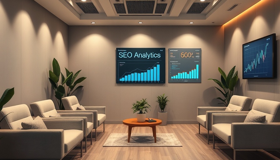 Digital SEO analytics in a medspa setting with modern decor.