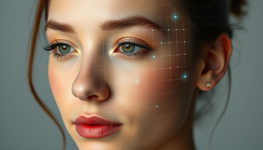AI-Driven Personalization in Skincare: Woman with digital grid on face.