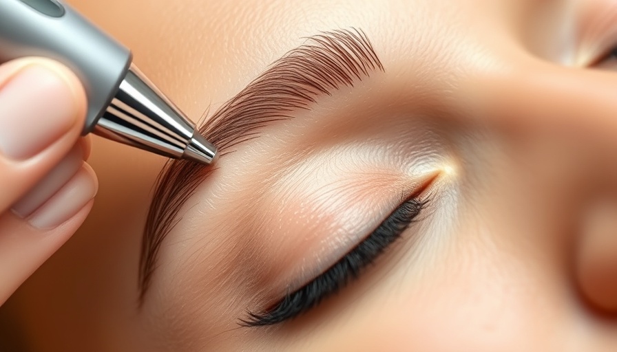 Close-up of at-home microneedling tool on skin.