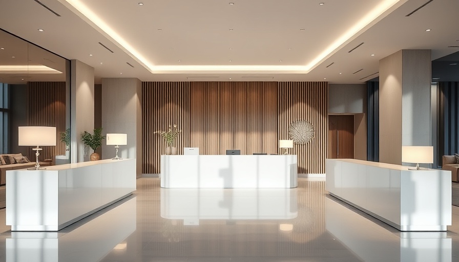 Skin Pharm Chicago Expansion modern reception area with minimalist decor.