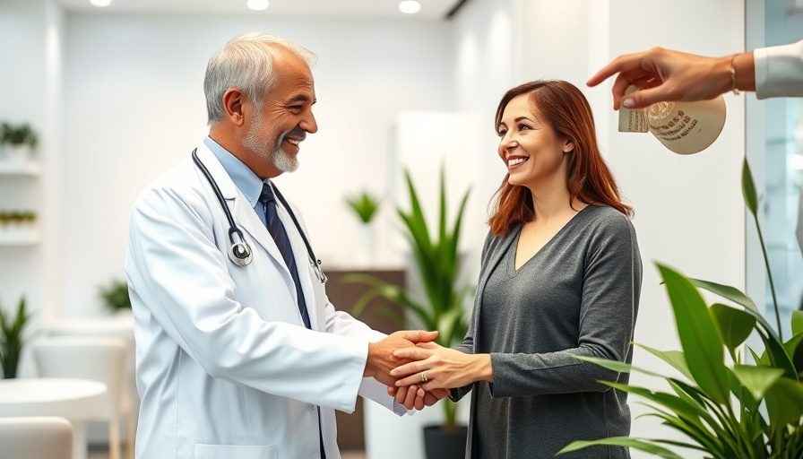 Medspa professional and client in welcoming environment, botox marketing.