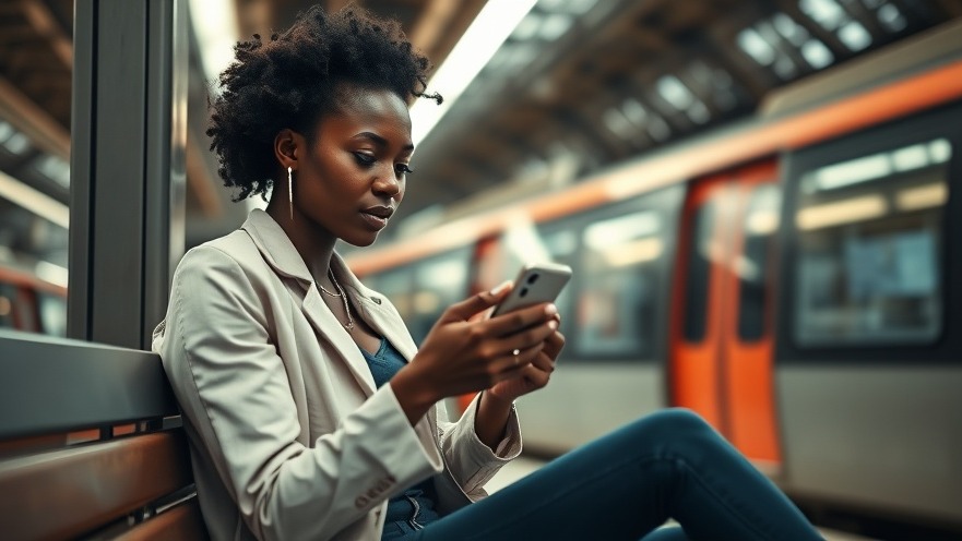 Stylish African woman at a train station, symbolizing customer satisfaction policies during the holiday season.