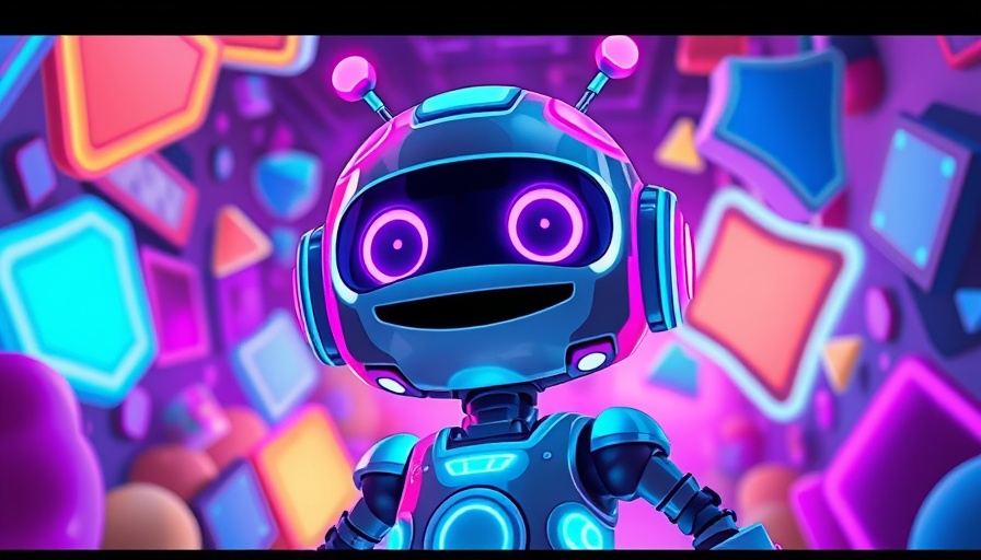 Futuristic robot in a vibrant scene for Mega Stack 'O' Jam Winners Announcement.