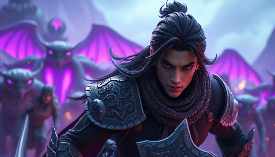 Supervised Settings Downloading concept with dramatic fantasy warrior.