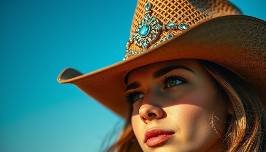Young woman with jeweled hat against blue sky, Veo 3.1 video storytelling.