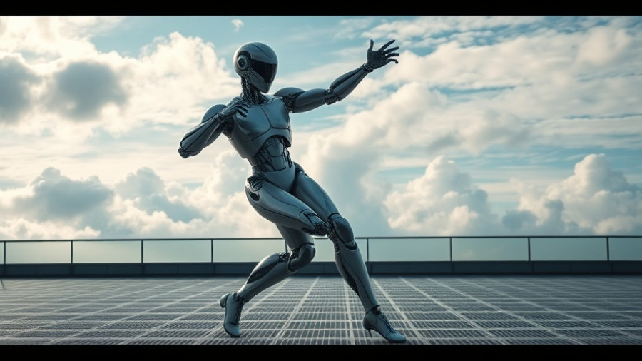 Futuristic robotic dancer in a dynamic pose, Fab October Flash Sale.