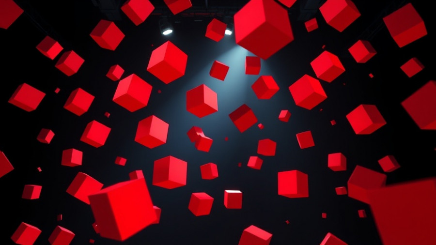 Dynamic motion graphics with red cubes, showcasing responsive templates in UE 5.6.