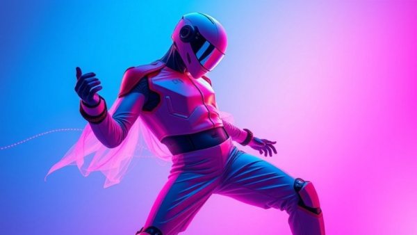 Colorful abstract figure representing stylization in Unreal Engine, vibrant background.