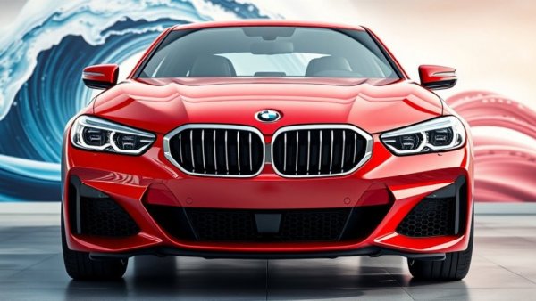 Sleek red BMW visualized using Unreal Engine for Product Visualization in a futuristic setting.