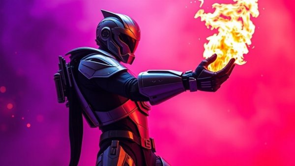 Using Niagara for mobile game strategies in RTS, character with flame, vibrant scene.