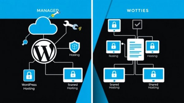 Managed WordPress Hosting vs. Shared Hosting infographic highlighting differences.