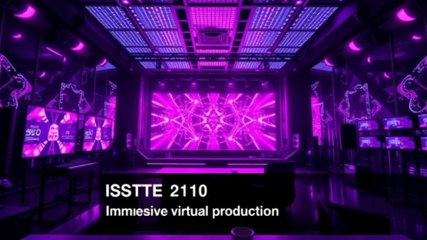 SIPMI 2110 Implementation with neon graphics and virtual backdrop.