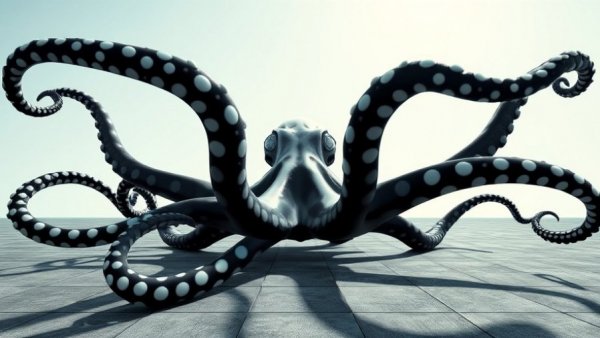 Stylized rendering in Unreal Engine: octopus with outstretched tentacles.