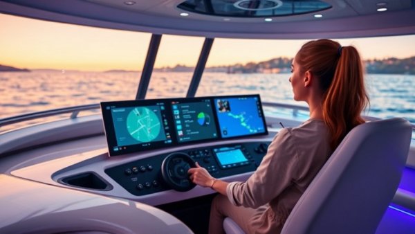 Future Helm Simulator for Boating interface with operator engaged.