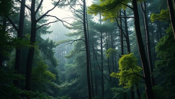 Dense forest scene with animated nanite foliage, lush greens.