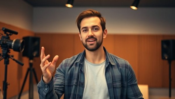 Casual man presenting confidently about custom instructions in ChatGPT.