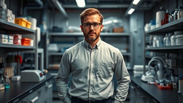 Professional in a lab related to 2D semiconductor fabrication