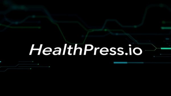 HealthPress.io modern logo with tech-inspired design elements.