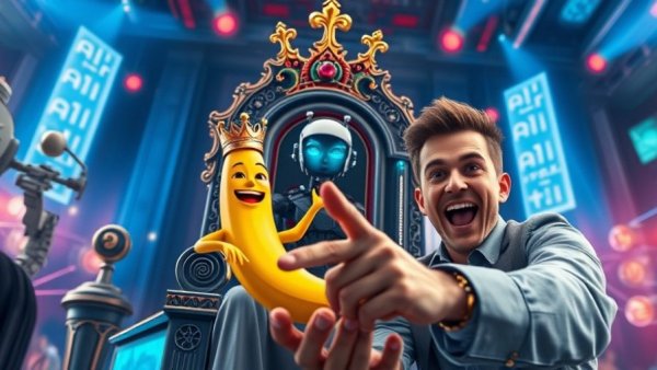 GPT-Image 2.0 vs Nano Banana promotional poster with cartoon elements.