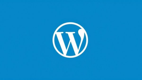 Minimalist WordPress logo on blue background.