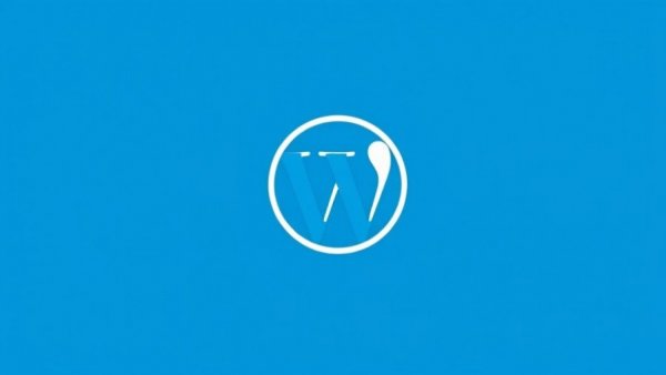 WordPress logo on a blue background.