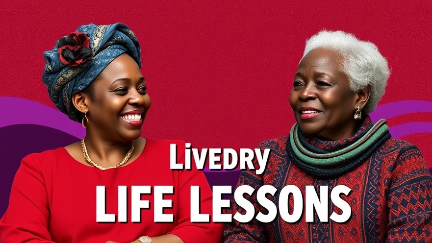 Two smiling elder women discussing personal growth and life lessons, vibrant digital art.